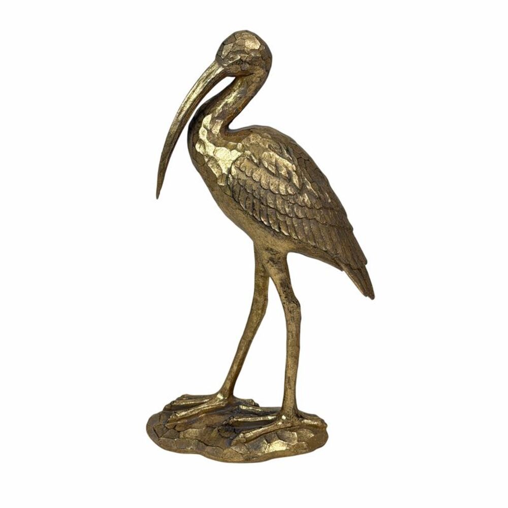 Gold Pelican Statue 16 Inch Tall Resin Bird Sculpture Coastal Decor